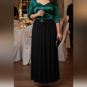 Ninety Woman Black Maxi Skirt Size 1XL New With Tags Pull On Elastic Waist